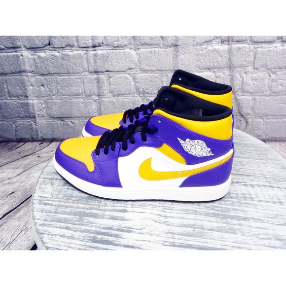Nike Air Jordan 1 Mid "Lakers" Dark Concord/Taxi-White-Black	Men 9.5	New OG Box - Picture 6 of 14